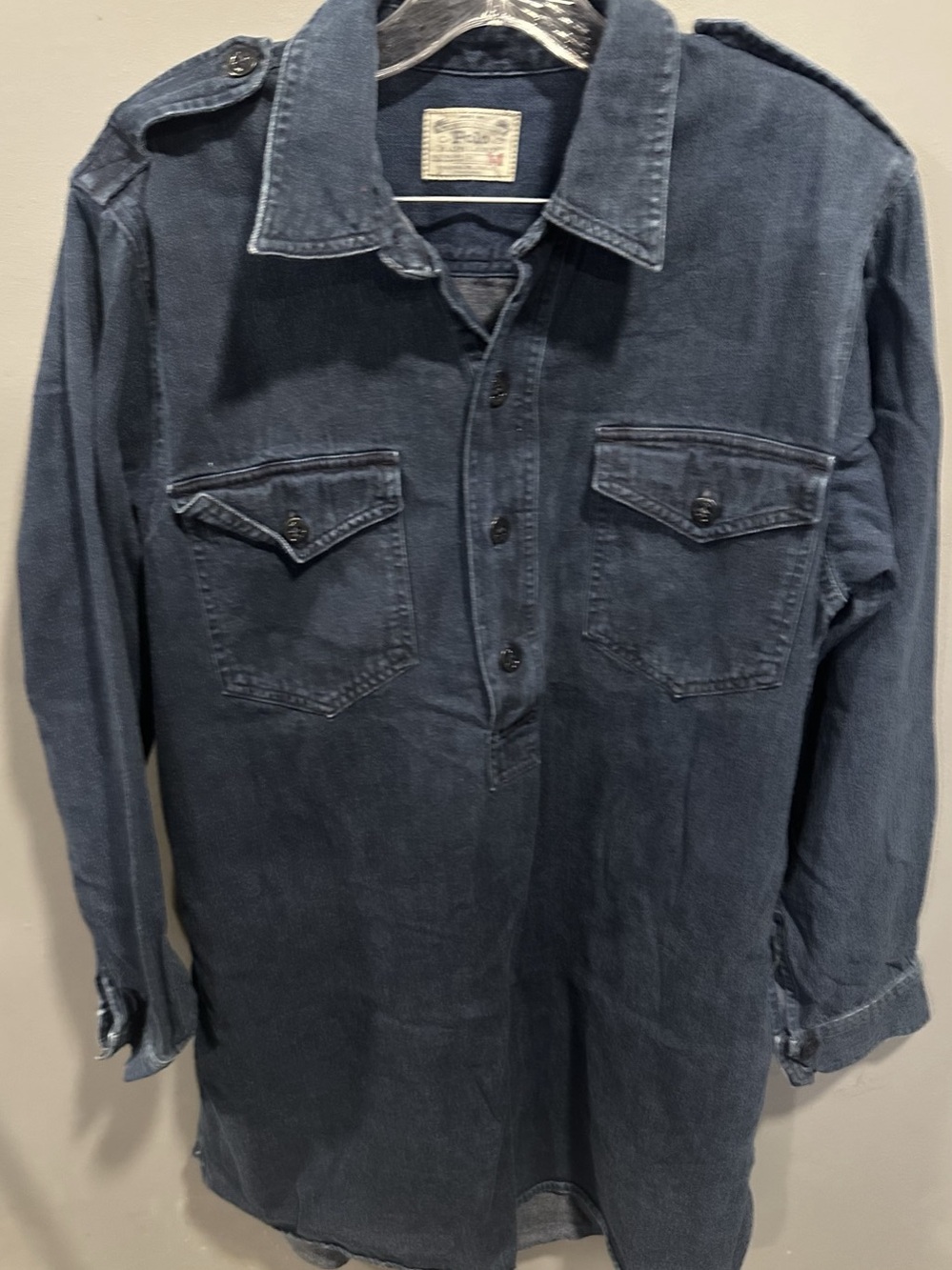 Polo Ralph Lauren Blue Denim Button Down Shirt Size Medium